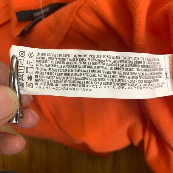 Forever 21 Orange Open Back Wide Leg Linen Blend Jumpsuit – Size L NWOT - Picture 6 of 8